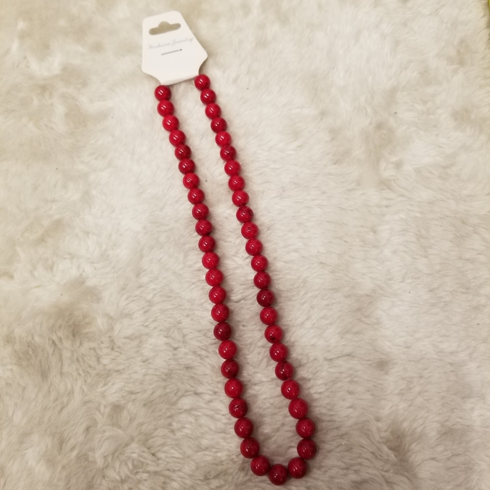 Vintage Coral Red Bead Necklace (wholesale avail) - Picture 2 of 5